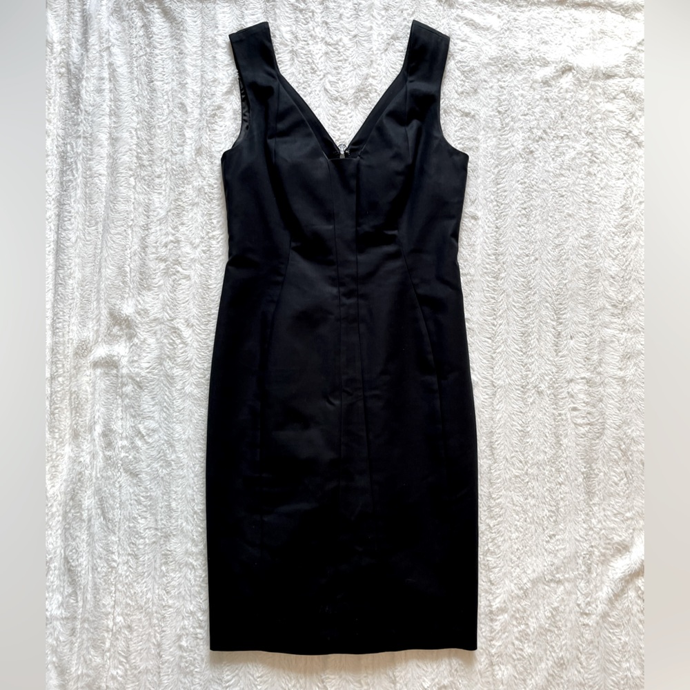 Elie Tahari Black Stretch Cotton Sleeveless Bodycon Sheath Dress sz 8